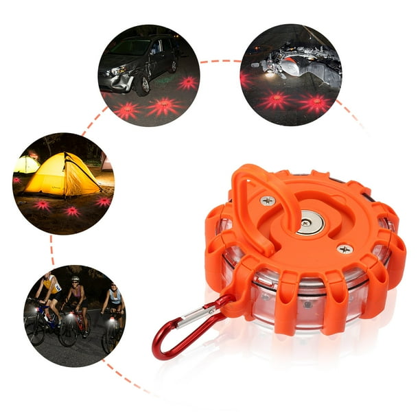 6Pcs Roadside Flare Emergency Disc Beacon LED Road Flares Flashing Warning Light